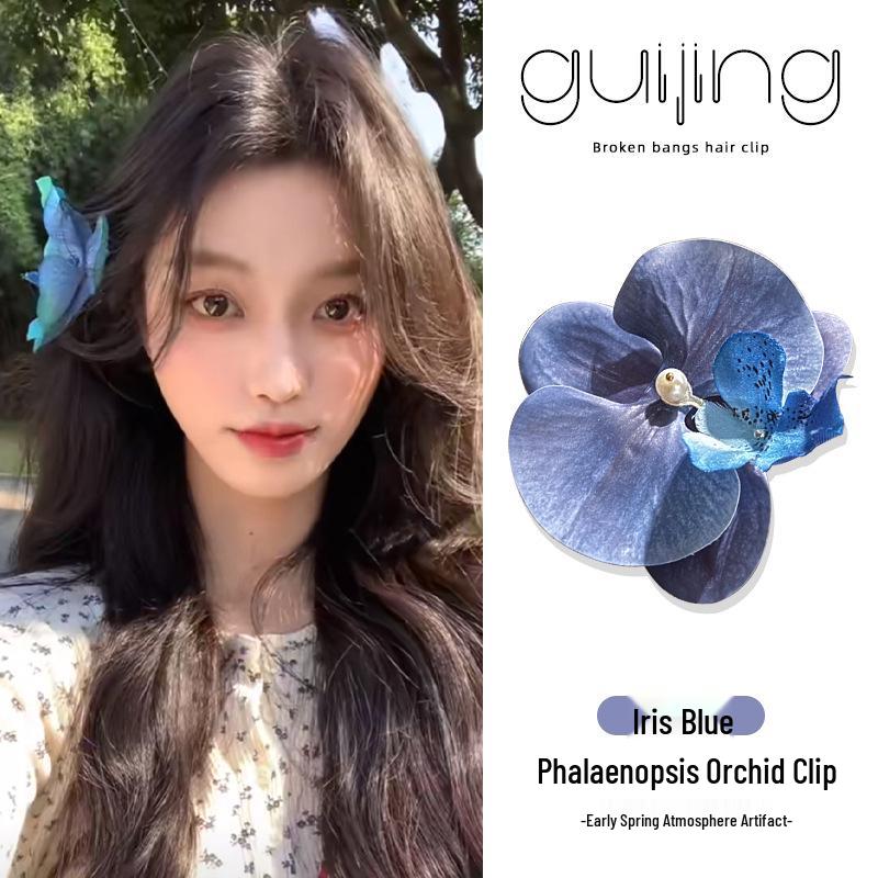 

Phalaenopsis Forest Style Hairpin - Women s Side Ponytail Flower Clip for Bangs