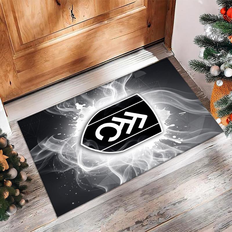 Fulham Football Print Crystal Velvet Rug, Comfortable Water Absorbent Non Slip Indoor Floor Carpet