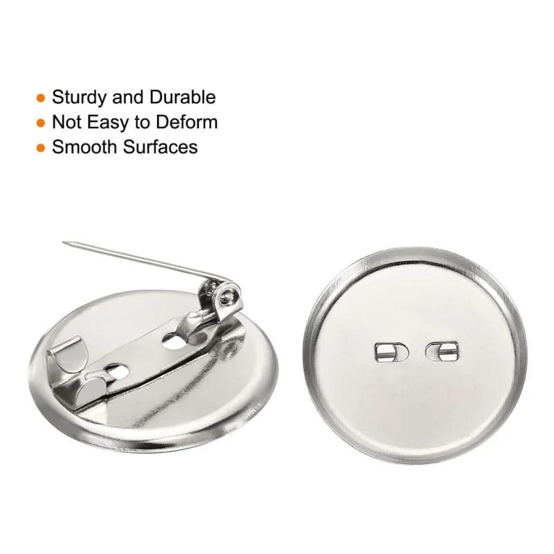 50pcs 15mm/20mm/30mm Silver Brooch Clasps Pin Disk Base Disc Blank Flat Trays for DIY Jewelry Craft Making Accessories