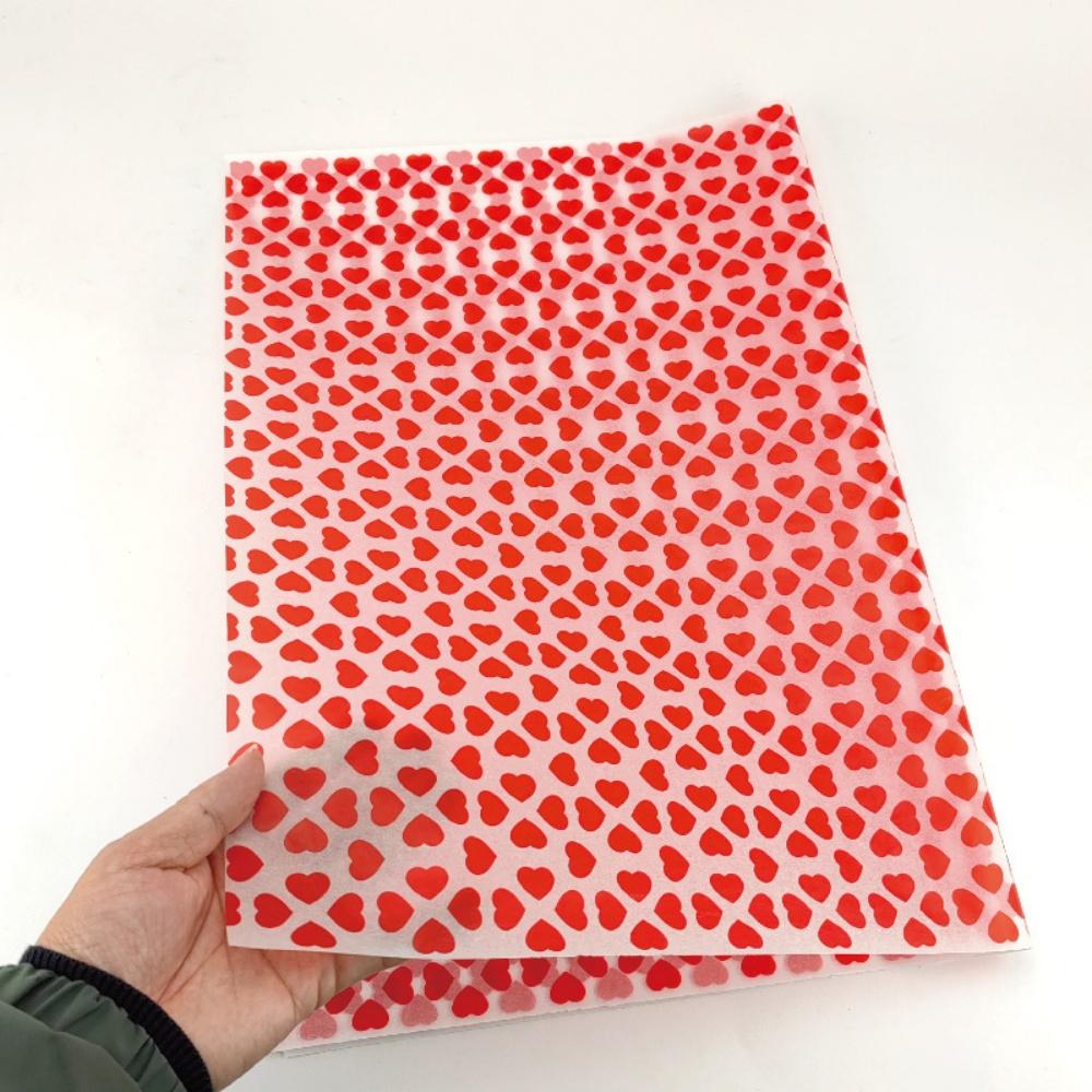 50 Sheets Red Heart Pattern Tissue Paper 50*35cm Gift Wrapping Paper Suitable for Wedding Valentine's Day Birthday GiftPackaging