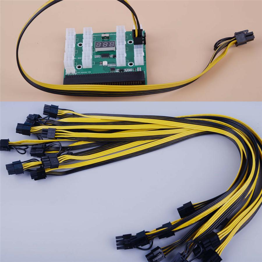10Pcs 6 pin male to Dual 8 Pin (6+2Pin) male PCIE PCI-E Cable 18AWG 50cm 20 Inch