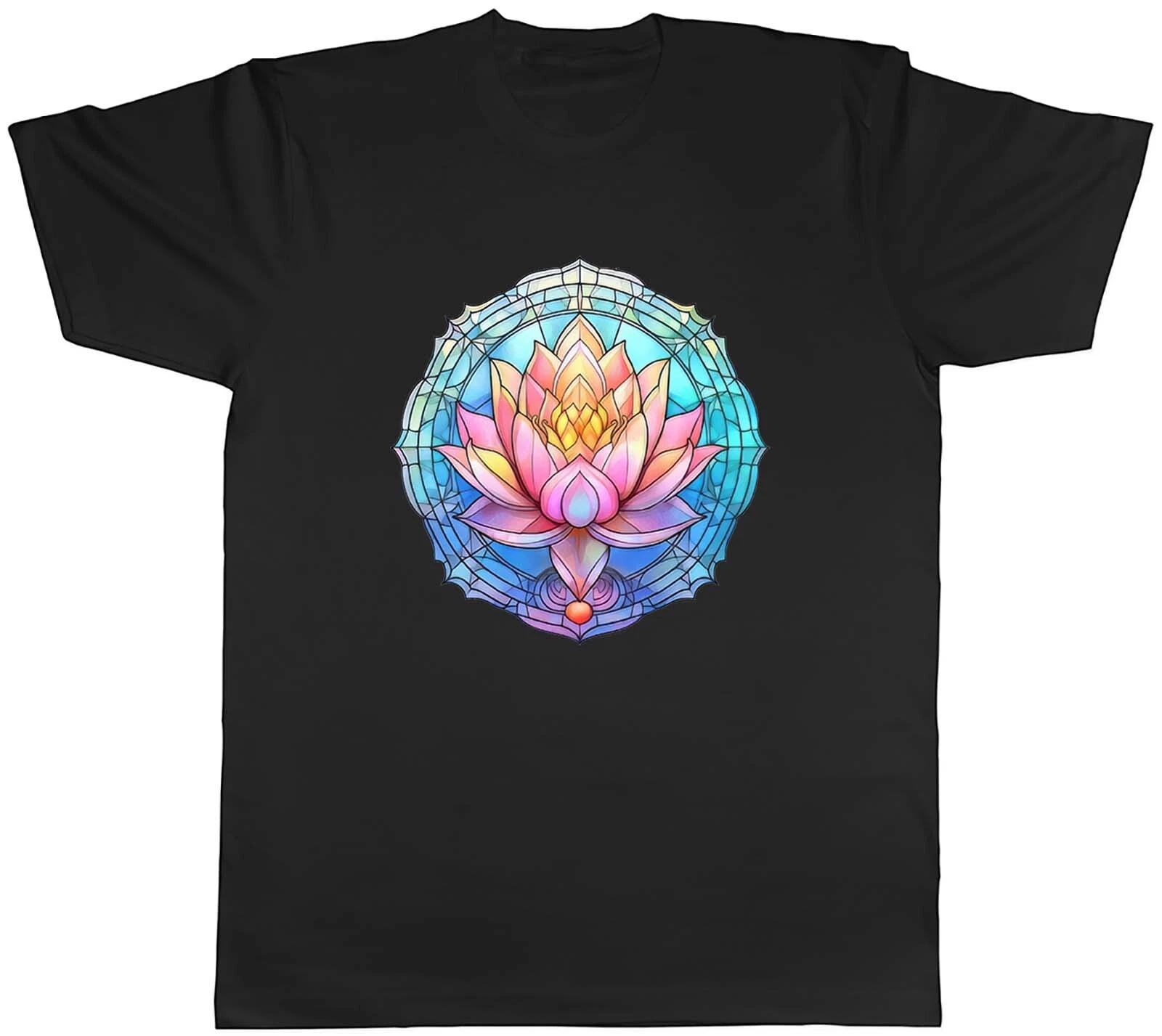 Lotus Flower Mens T-Shirt Stainglass Purity Pure Rebirth Unisex Tee Gift XL