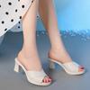 High-heeled cool slippers New year's outer wear Summer thick heel soft bottom fish mouth thick bottom one-word drag