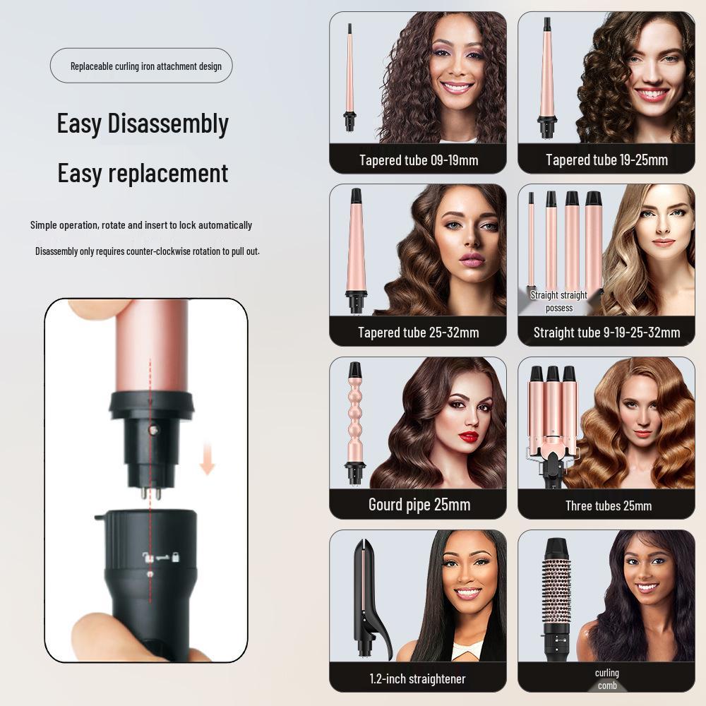 5-in-1 Multifunctional Curling Iron Head Set with Big Wave & Egg Roll Attachments
