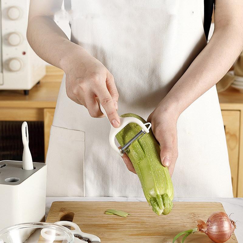 Multifunctional Kitchen Gadget Set 6 Pieces with Storage Seat Scissors Fruit Food Supplement Tool Combination Set