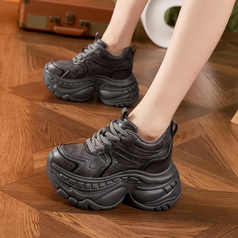 Platform dad shoes women's 2025 autumn and winter new small inner height increase women's shoes muffin bottom versatile casual sports shoes