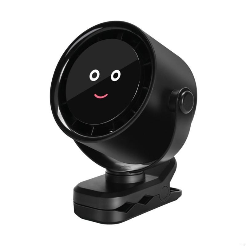 

F92F Вентилятор для коляски Портативный 4000 мАч Вентилятор для путешествий 5 скоростей Перезаряжаемый Вращающийся на 360 градусов Гибкий штатив Клипса чёрный