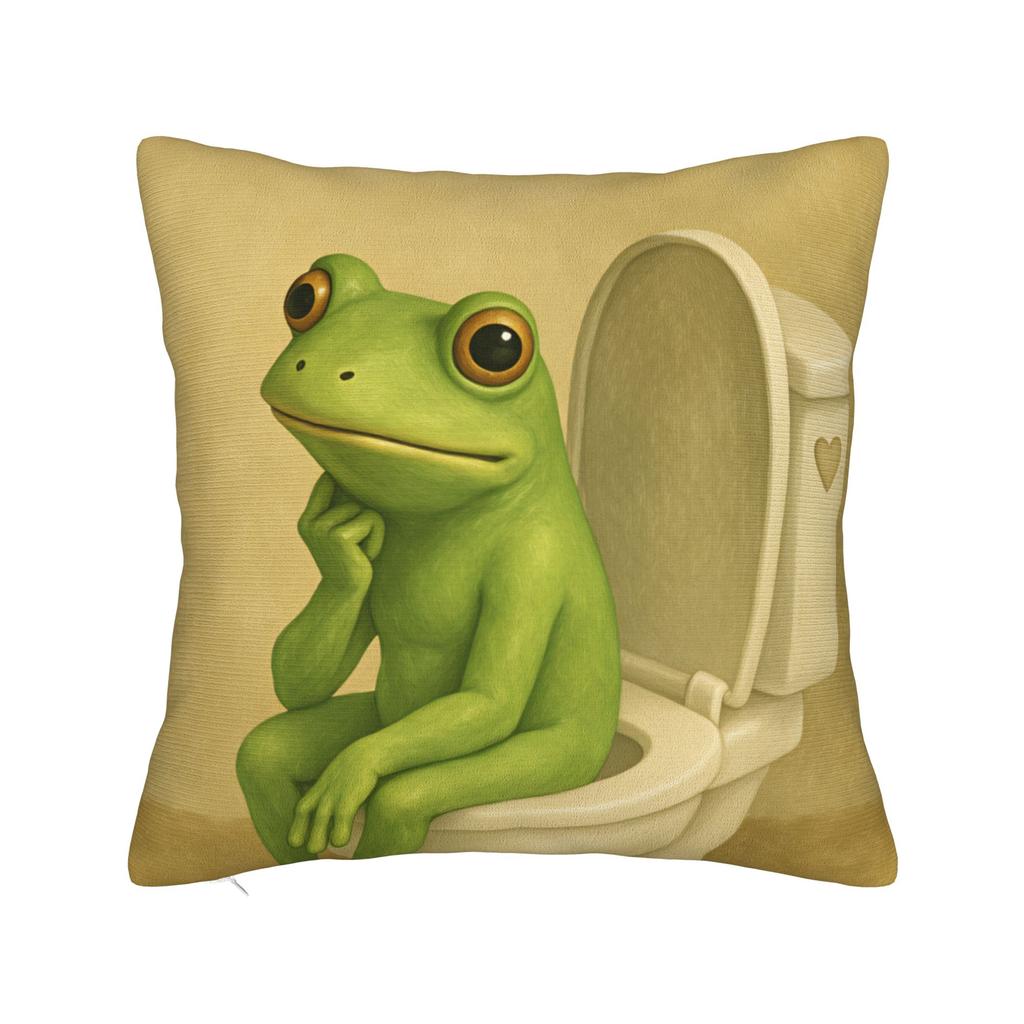 Pillow Case Gentleman Frog Comfy Pillow Cover For Sofa Home Decor Retro Trendy Pillowcases
