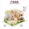 Lovely Cats Home Cat Cafe Store Dollhouse Wooden Diy Handmade Toys Hut 3D Assembled Puzzle Cat Cafe Small Garden Birthday Gifts for Children