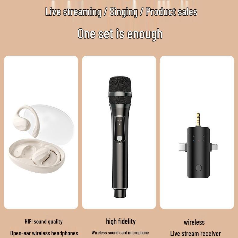 2026 Wireless Ear-hook Microphone & Sound Card Set for Live Streaming & Singing