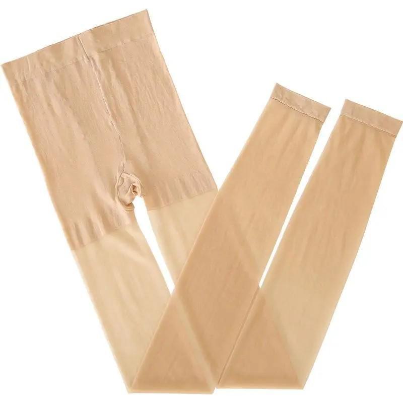 Plus Size Flesh-Colored Open Crotch Footless Pantyhose for Summer Women