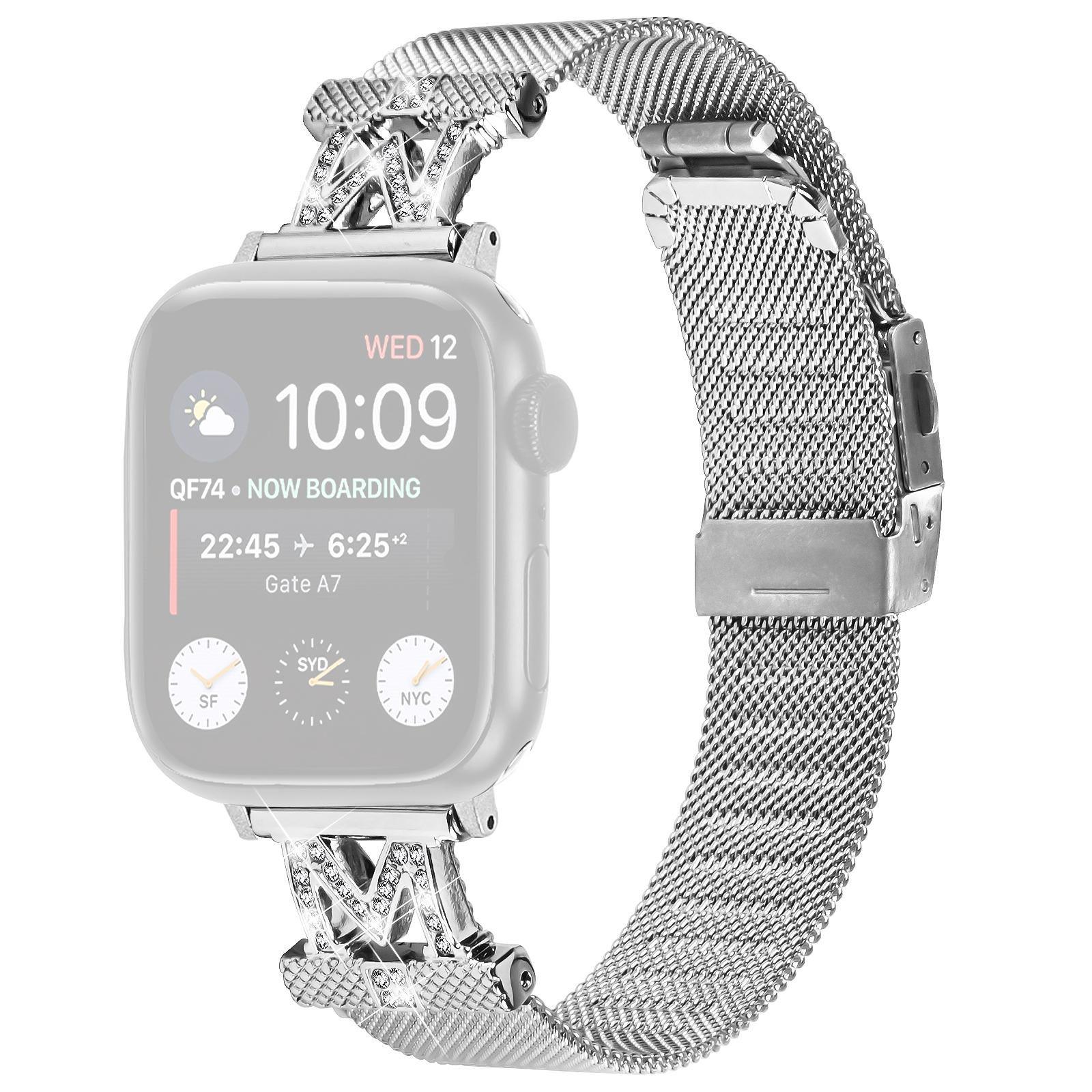 

Watch Strap for Apple Watch Series 10 42mm/9 8 7 41mm/SE (2023) SE (2022) SE 6 5 4 40mm/3 2 1 38mm Milanese Stainless Steel Watch Band Strap Silver