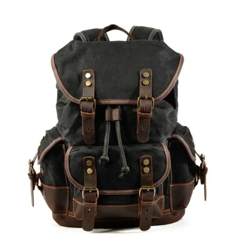 Vintage Canvas Backpacks for Men Laptop Daypacks Waterproof Rucksacks Large Waxed Mountaineering Travel Pack Vintage Backpack
