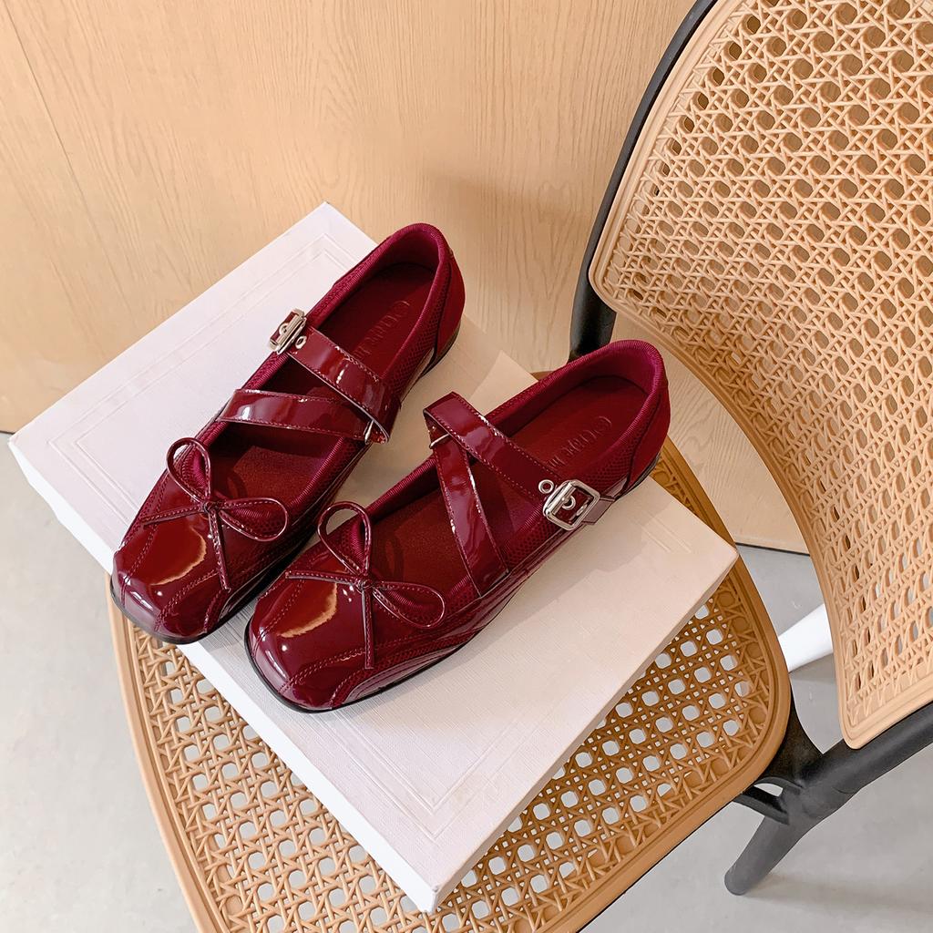 Sheepskin Version Silver Single Shoes Women's Retro Bow Thick Sole Heightening Casual Versatile Ballet Mary Jane Sneakers