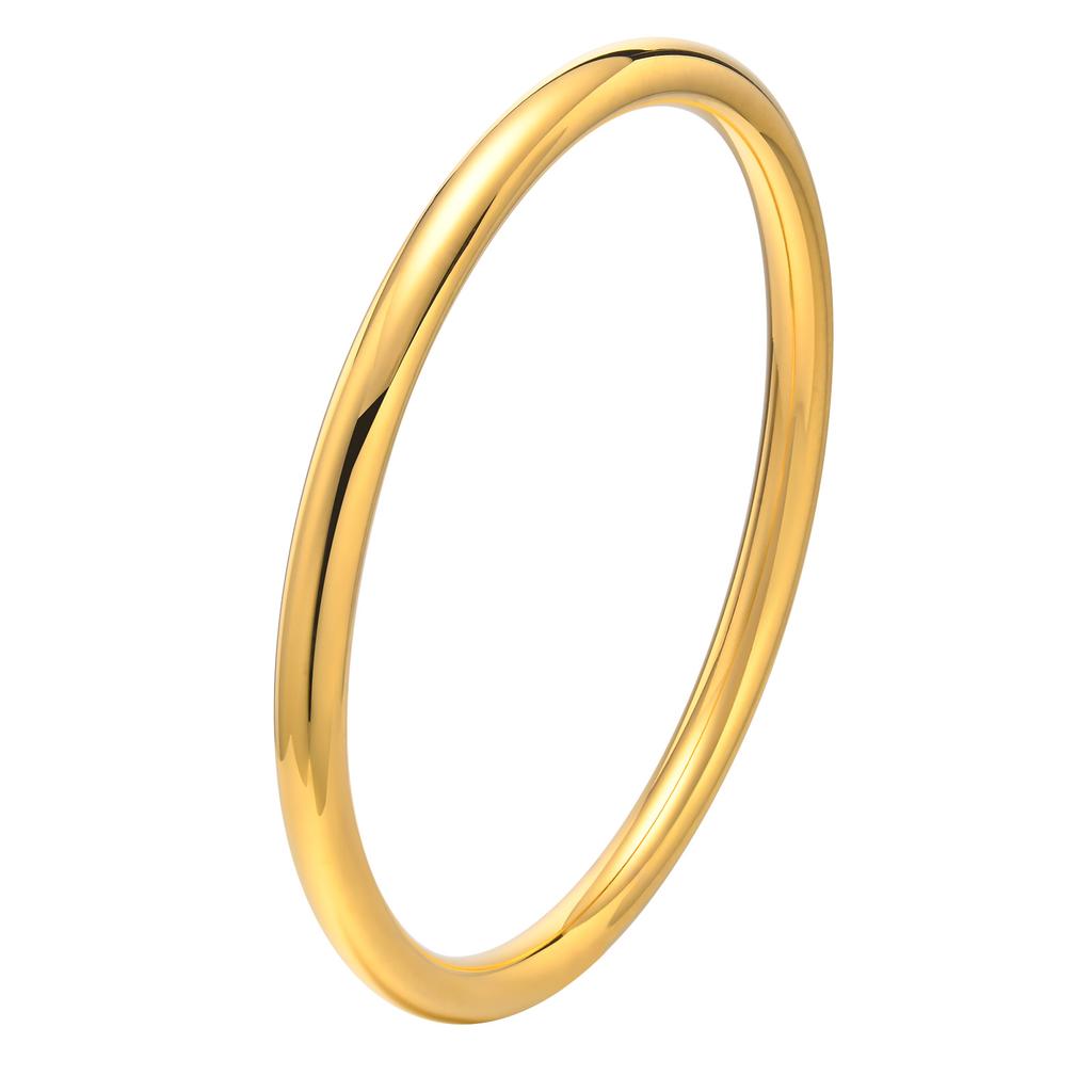 Women Gold Color Stainless Steel Cuff Bracelet, Chic Jewelry Wristband Plain Slip Bangle, Stacking Bracelet Gift To Young Girls