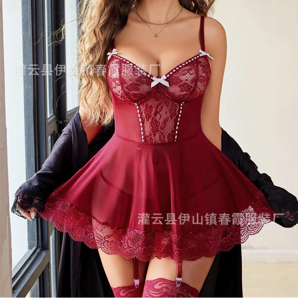 Sex underwear sexy lace mesh suspender skirt nightdress, sex pajamas women's summer new models