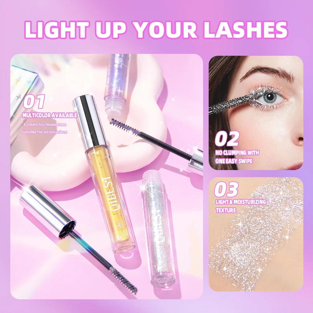 Diamond Purple Mascara Shining Sequins Glitter Eyelashes Quick Dry Sweat Proof Lasting Curling Thick Mascara Shimmer Makeup