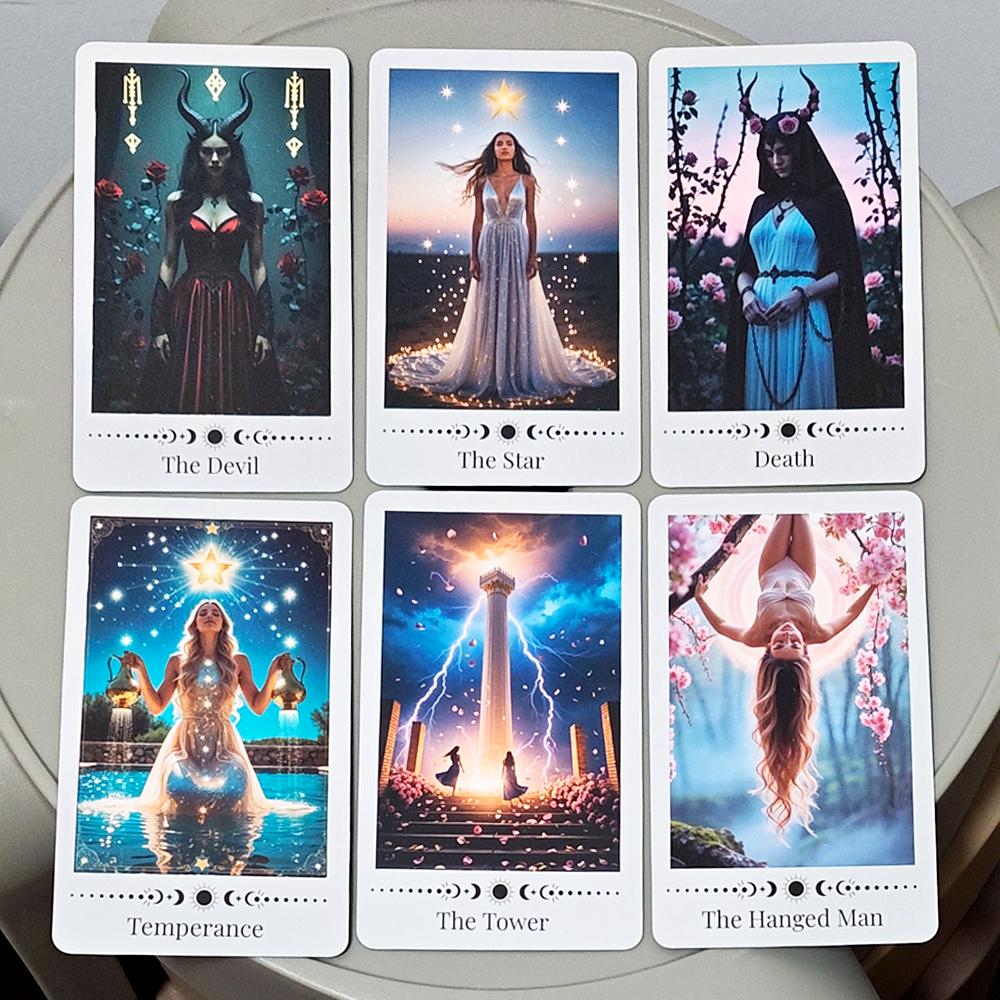 Baraja de Tarot Rosa Interior - Set de Adivinación de 78 Cartas con Guía de Instrucciones 11*6.2cm en Caja Decorativa de Lata