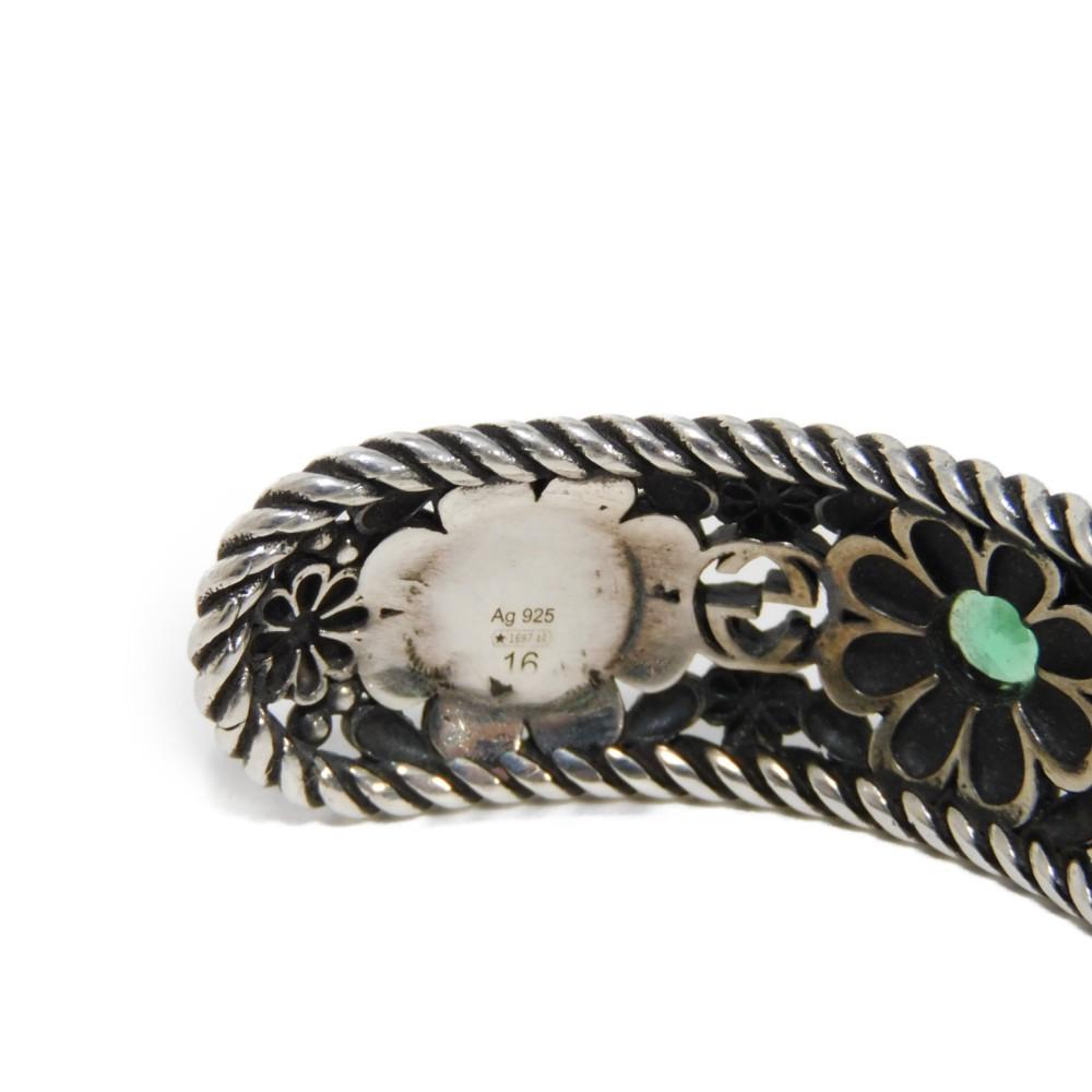 Used 9539 Flower Crystal Bangle 607107 J7457 8137 7986 16 Double G Arabesque Smoked Finish Interlocking G Ag925 Women's