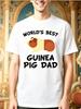 Unisex Black Tee Worlds Best Guinea Pig Dad Cute Pet Graphic Print Short Sleeve Loose Casual Top For Adult Male Daily Street Wear
