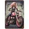 Metal Tin Signs Pinup Motorcycle Girl Wall Decoration Plaque Vintage Poster Iron Painting for Man Cave Home Cafe Garden Club Bar