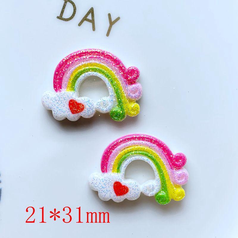 10pcs New Resin Cute Mixed Bright Rainbow Series Flat Back Cabochon Scrapbook Kawaii DIY Embellishments Accessories