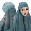 Rutschfeste Wickelschals Einfarbig Hijab Schleier Skullies Damen Mützen Kopftuch Muslimischer Schal