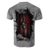 Men's Retro Print Stand Collar Three-button Neck Commemorative Short-sleeved Shirt Top