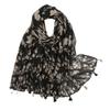 Spain Luxury Brand Navy Blue Lovely Floral Tassel Viscose Shawl Scarf Lady High Quality Wrap Headband Bufandas Muslim Hijab