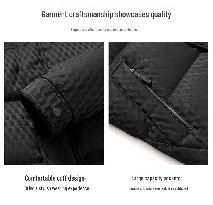 Men's Casual Hooded Patchwork Down Jacket (90% Down) - Winter 2025 Collection