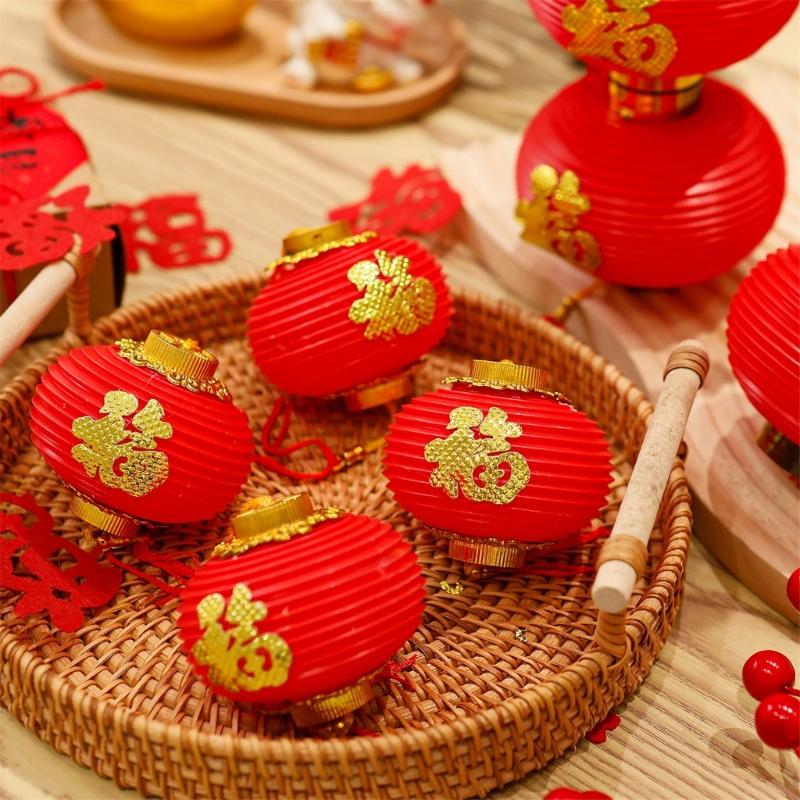 Waterproof Plastic Chinese Lanterns Hanging Ornament For Tree Window Door Wedding Chinese Spring Festival Decoration