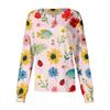 Women's Casual Long Sleeve Hawaiian Floral Print Single Button Scrub Cardigan Top for Uniform