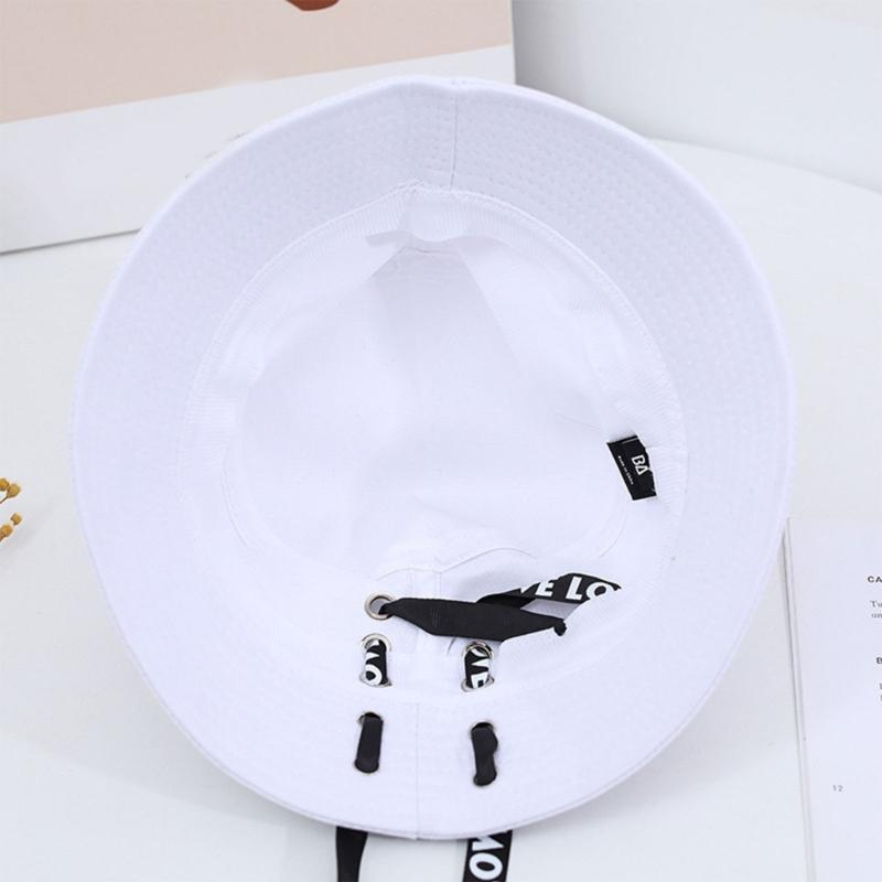 Stylish Ribbon Detail Bucket Hat Breathable Cotton Adjustable Outdoor Summer Fisherman Hat for Men Women and Teens