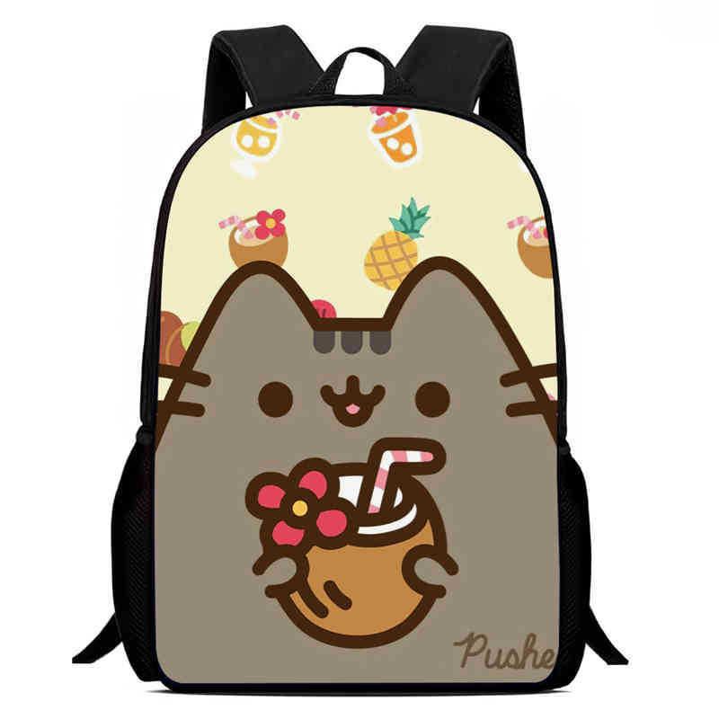 Pusheen Cat Kids Backpack Oxford Fabric Breathable Durable Lightweight School Bag For Elementary Students