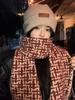 Women Winter Knitted Scarf Headscarf Ladies Casual Red Plaid Warm Scarve Mujer Foulard Wrap Shawl New Christmas New  Gifts