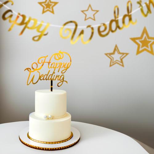 HaHaHa! Happy Wedding Cake Decoration, Cake Topper, HAPPY WEDDING Decoration Pick, Perfect for Anniversaries, Weddings, Receptions, Pre-wedding Photos