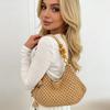 Boho Crochet Hobo Bag for Women – Hollow Out Woven Shoulder Bag with Wooden Bead Handle, Large Capacity Beach Tote, Casual Summer Handbag