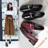 Small Leather Woman Shiny Oxfords Round Toe Low Square Heels Loafers Femme Creepers Ladies Comfy Sneakers Dress Flats