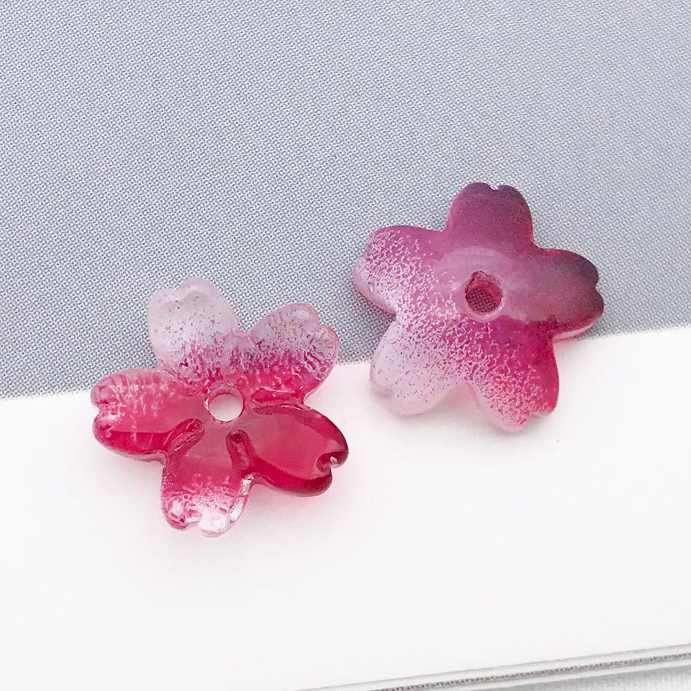 50 Multicolor Transparent Gradient Cherry Blossom Petal Charms for DIY Jewelry