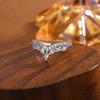 Sparkling Diamond Crown V-shaped Ring  Silver Plated White Gold Horse-eye Diamond Ring For Lady Party Birthday Jewelry Gift