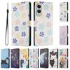 Leather Flip Case for Samsung Galaxy S25 S24 S23 S22 S21 S20 Ultra FE Plus Edge Case Painted Butterfly Flower Wallet Phone Cover