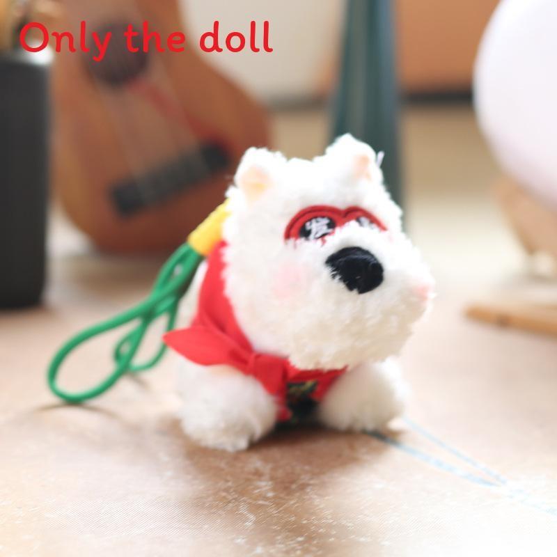 Cute West Highland Terrier Plush Keychain With Soft Short Pile For Bag Decoration And Gift