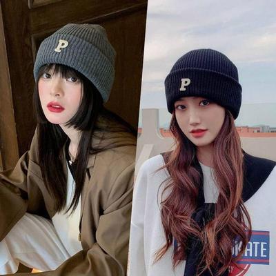 Basic English Point P Patch All Seasons Knit Beanie Hat