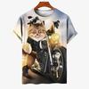 T-shirt Unisex Cat Pattern T-shirt Short Sleeved 3D Animal Print Top Summer T-shirt Outdoor Clothing Loose Men's Plus Size 6XL