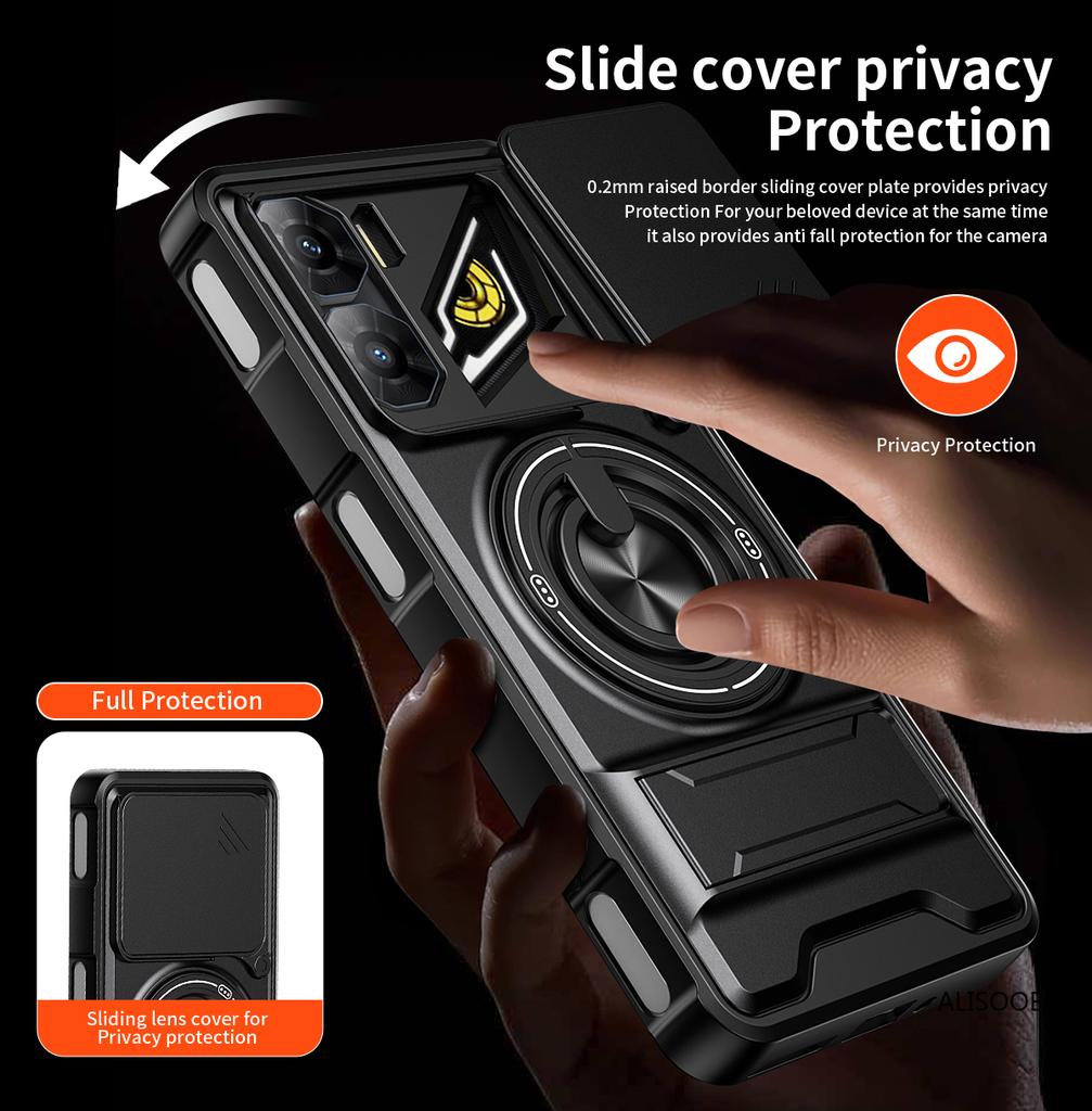 Hülle für Nubia Neo 3 5G Hülle Drehbar Schiebbarer Kamera-Schutzring Ständer Stoßfeste Abdeckung Capa Funda