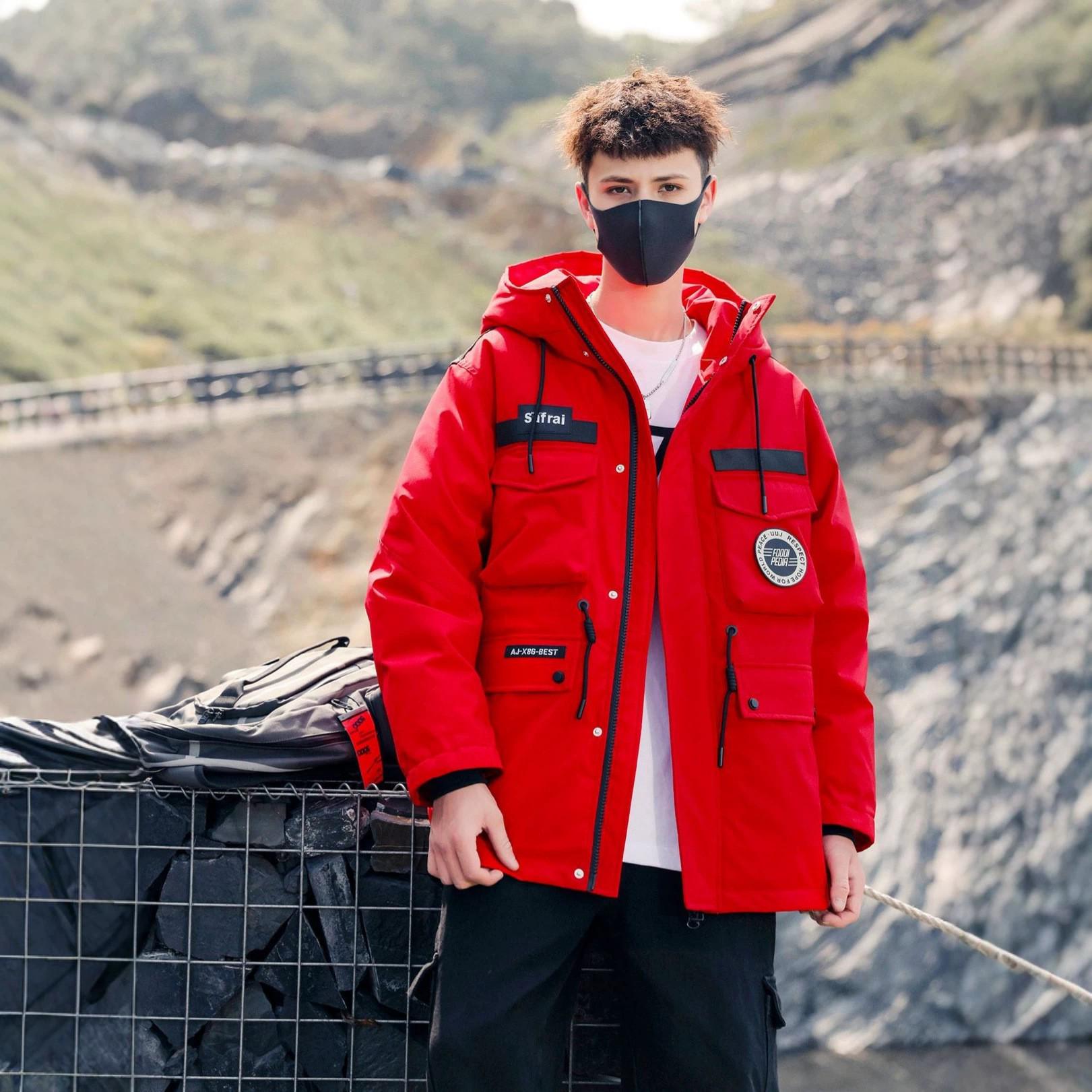 Teen Boys  Hooded Winter Down Jacket - Trendy Workwear Style Parka 180 cm