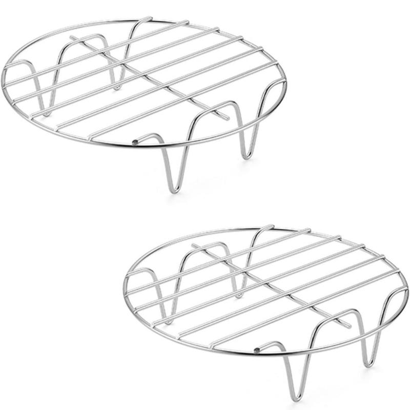 

2 Pieces 7 Inch Air Fryers Basket Tray Nonstick Stainless Steel Dehydrator Rack for Crispy Cooking Baking Accessories 1