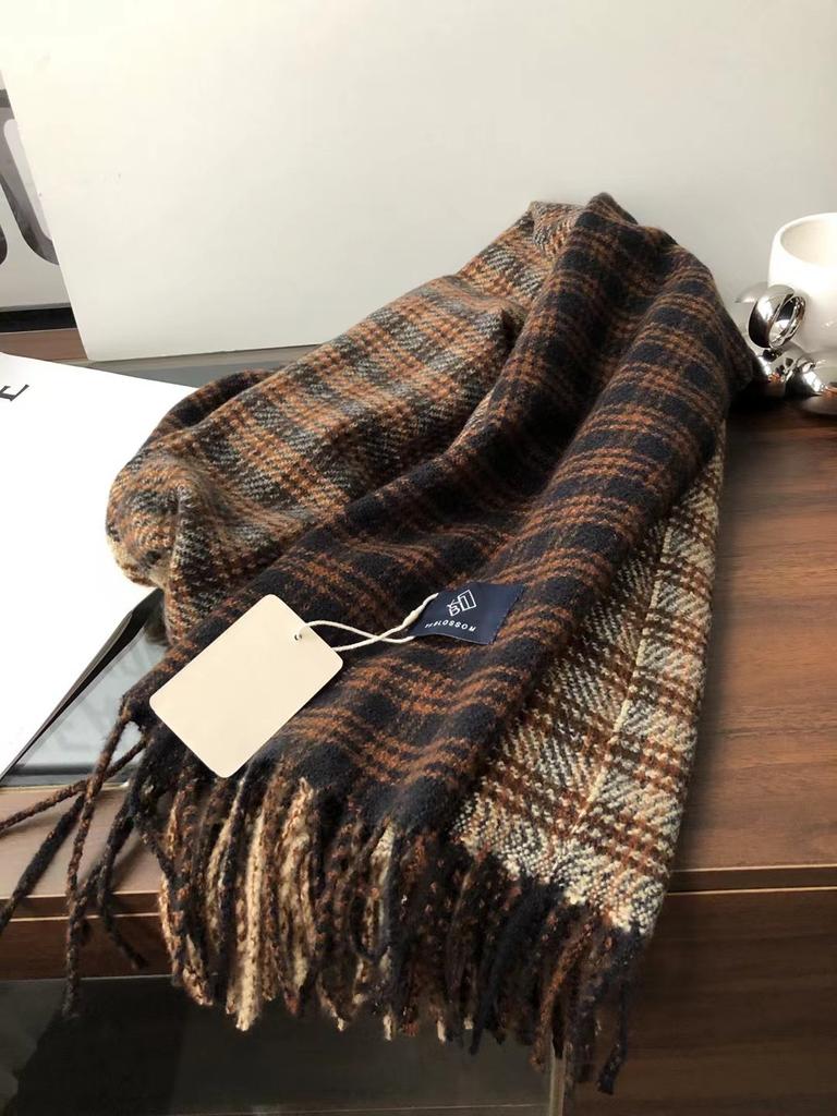Autumn And Winter Scarf Ab Color Matching Plaid Cashmere Warm Shawl Dual-Purpose Scarf Tide