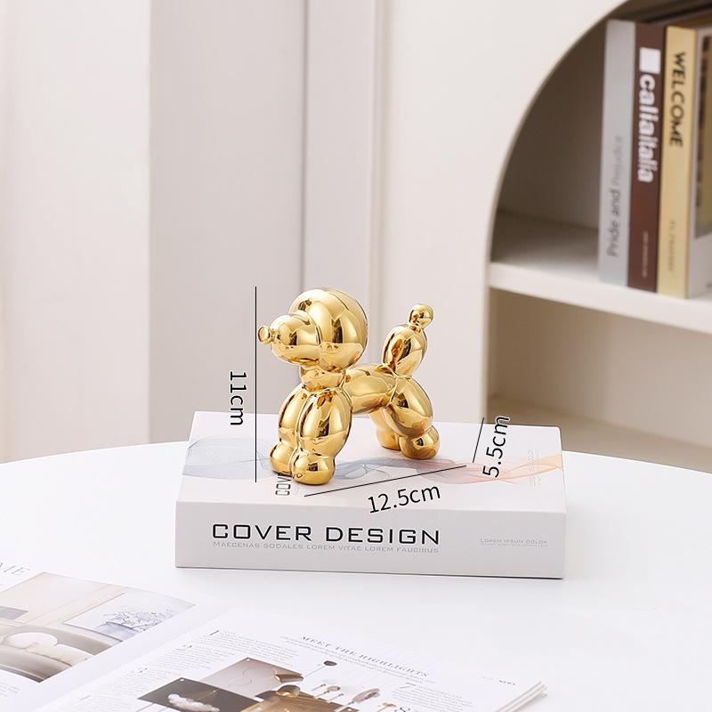 12.5cm Mini Ceramic Poodle Abstract Ornament Creative Sculpture Study Room Statue Home Office Accessories Festival Decoration