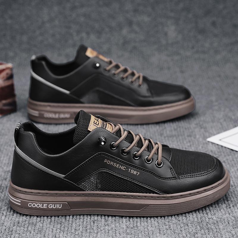 Men's Shoes Spring New Casual Leather Shoes Men's Little White Board Shoes Breathable Versatile White Shoes Lightweight Sports Trendy Shoes